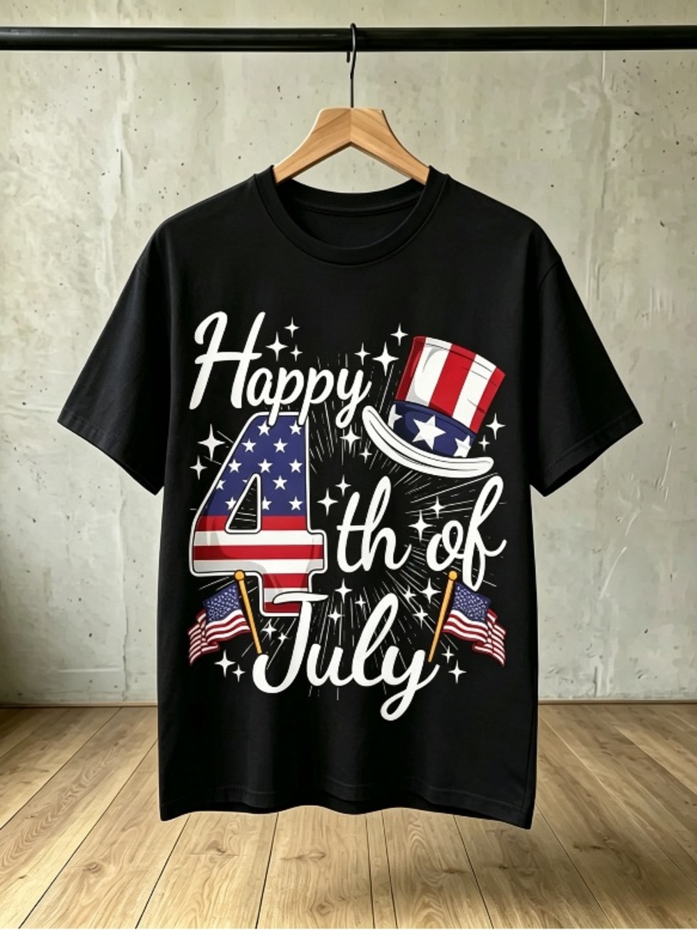 Happy 4th Of July T-Shirt Black Unisex